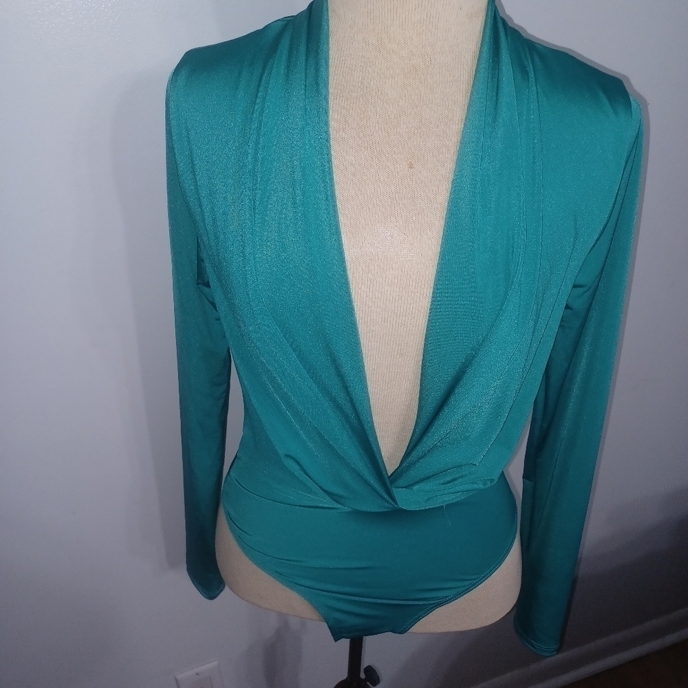 Fashion Nova- Out All Night Satin Bodysuit- W Sz Small - Picture 2 of 9